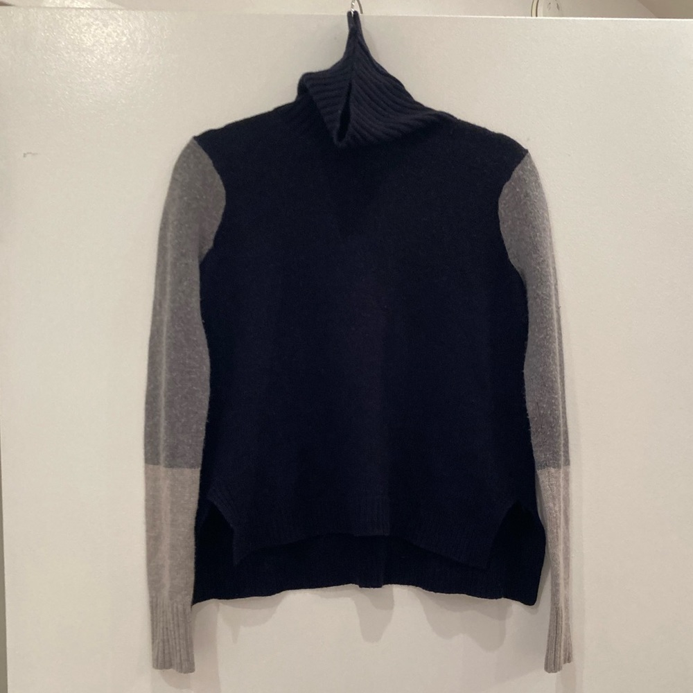 Vince Tri Color Block Turtleneck In Navy Combo - image 3